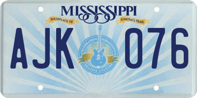 MS license plate AJK076