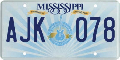 MS license plate AJK078