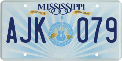 MS license plate AJK079