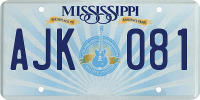 MS license plate AJK081