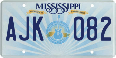 MS license plate AJK082