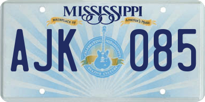 MS license plate AJK085