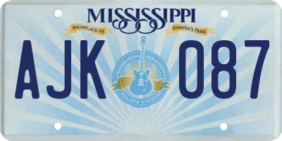 MS license plate AJK087