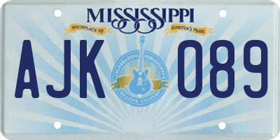 MS license plate AJK089