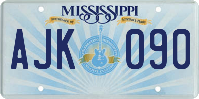 MS license plate AJK090