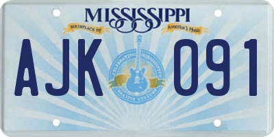 MS license plate AJK091