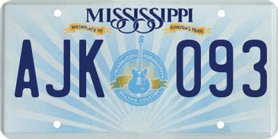 MS license plate AJK093