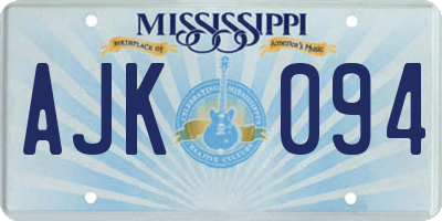 MS license plate AJK094