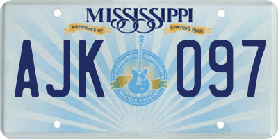MS license plate AJK097