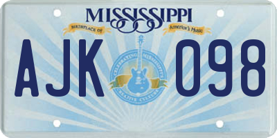 MS license plate AJK098