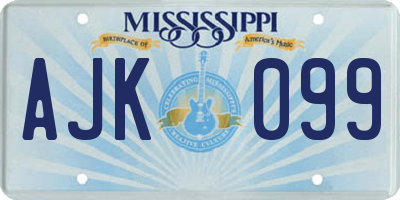 MS license plate AJK099