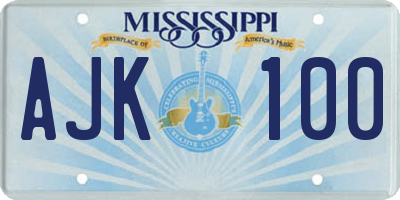 MS license plate AJK100