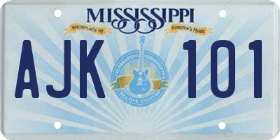 MS license plate AJK101