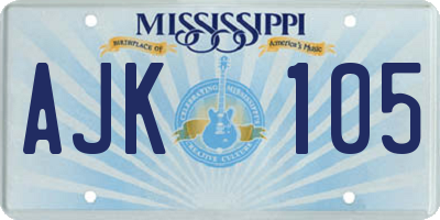 MS license plate AJK105