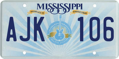 MS license plate AJK106