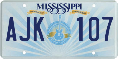 MS license plate AJK107
