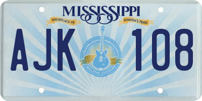 MS license plate AJK108