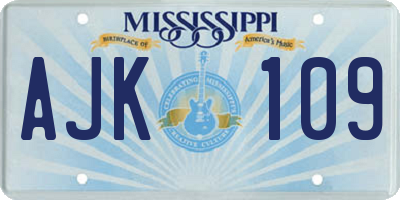 MS license plate AJK109
