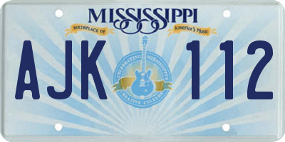 MS license plate AJK112