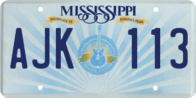 MS license plate AJK113