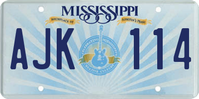 MS license plate AJK114