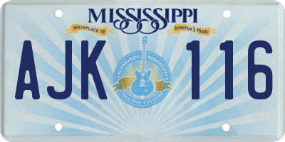 MS license plate AJK116