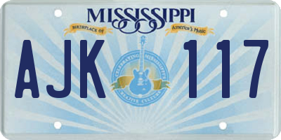 MS license plate AJK117