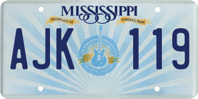 MS license plate AJK119