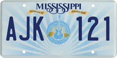 MS license plate AJK121