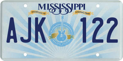 MS license plate AJK122