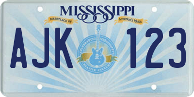 MS license plate AJK123
