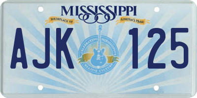 MS license plate AJK125