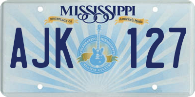MS license plate AJK127