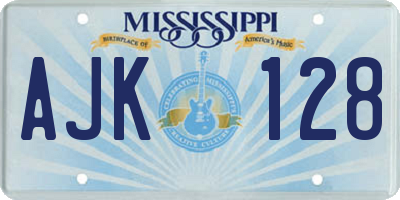 MS license plate AJK128
