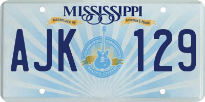 MS license plate AJK129