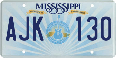 MS license plate AJK130