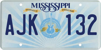 MS license plate AJK132