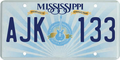 MS license plate AJK133