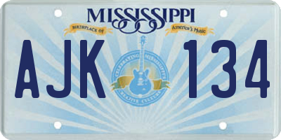 MS license plate AJK134