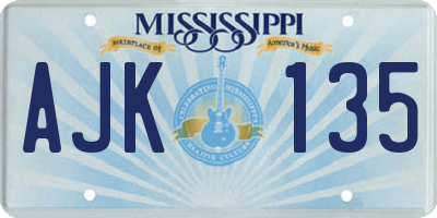 MS license plate AJK135