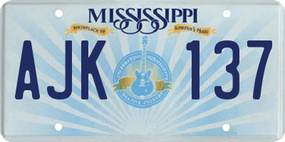 MS license plate AJK137
