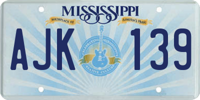 MS license plate AJK139