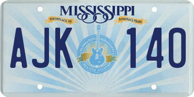MS license plate AJK140