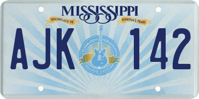 MS license plate AJK142