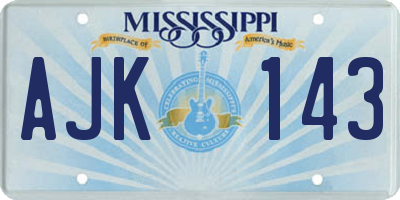 MS license plate AJK143
