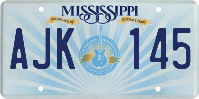 MS license plate AJK145