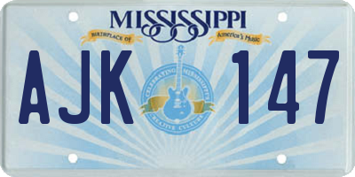 MS license plate AJK147