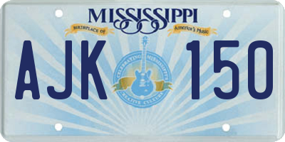 MS license plate AJK150