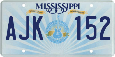 MS license plate AJK152