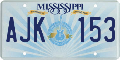 MS license plate AJK153